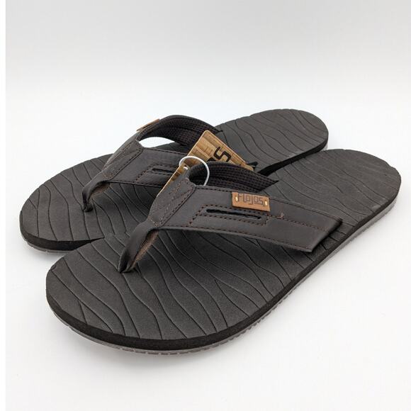 Flojos Waverunner Men's Summer Flip Flop Thong Sandals Brown Size US13 EU47 - Picture 1 of 11